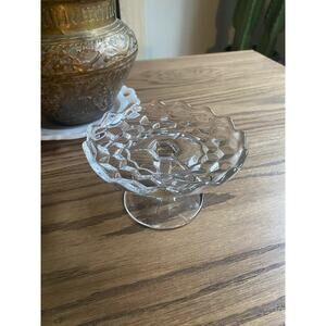 Vintage Fostoria Glass Cubist Compote Candy Dish Dessert Pedestal 6”